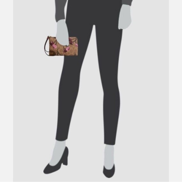 Coach Corner Zip Wristlet In Signature Canvas With Cherry Print NWT - Picture 4 of 11